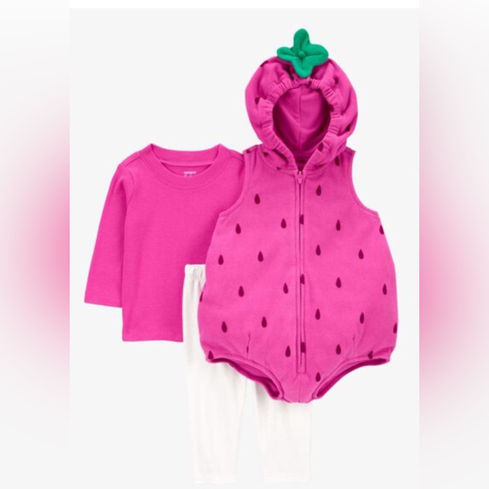 NWT Baby Girls Carters 3 piece Halloween Costume strawberry set